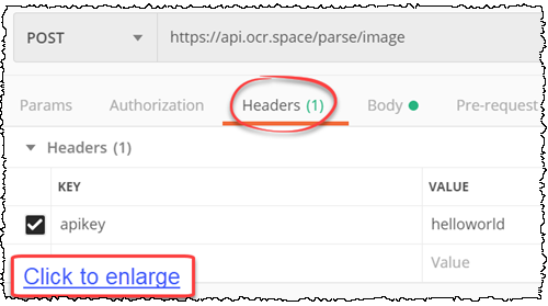 Test OCR API via Postman