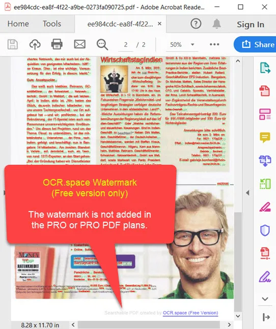 Searchable PDF Watermark - Free version only