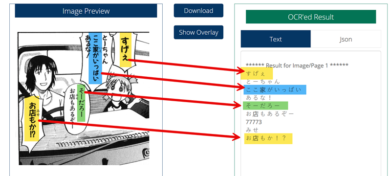 Vertical OCR, for example for Japanese
Manga Reading